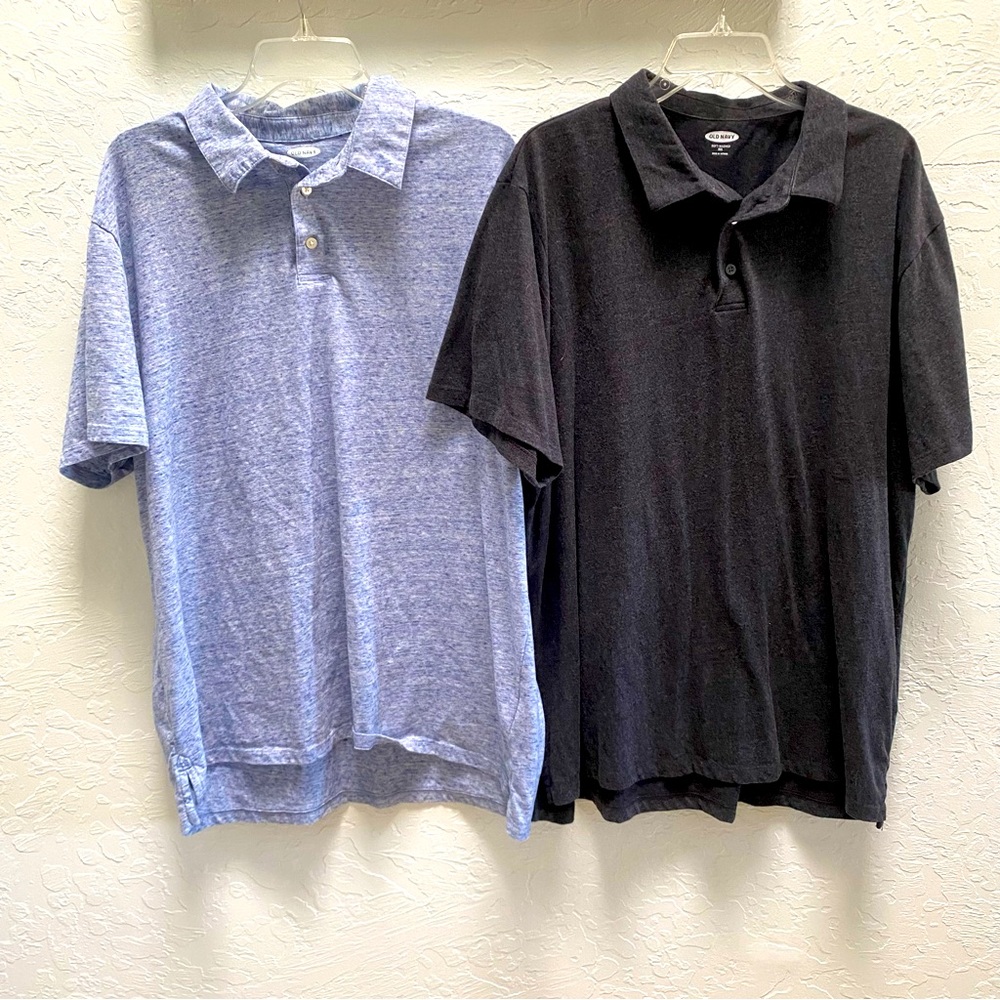 Old Navy polo shirt bundle 2 shirts one gray one blue back 2 school soft casual